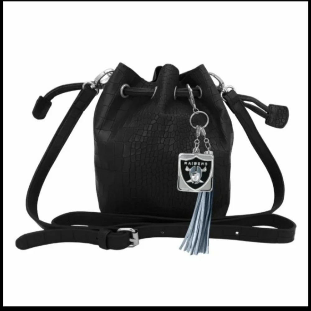 Las Vegas Raiders NFL Charming Mini Bucket Bag w/ Tassel Charm